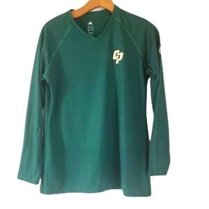 Adidas‎ ClimaLite Long Sleeve Athletic Shirt Training Tee Green Womens Size S